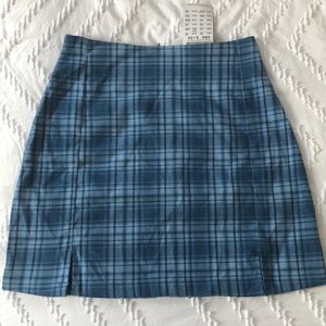 NEW Brandy Melville Blue White Plaid Mini Skirt NWT
